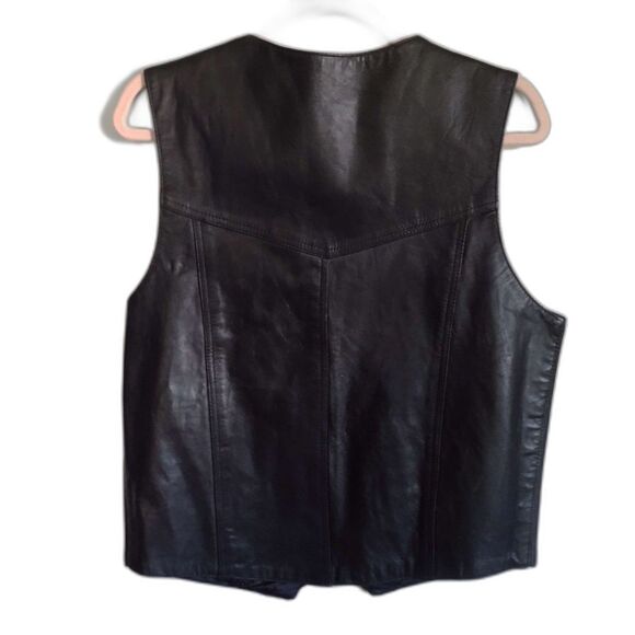 Men's Hudson Genuine‎ Leather Motorcycle Style Black Vest, Size M - Picture 2 of 7